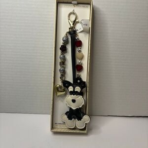 Eyecandy Los Angeles Black White Schnauzer Beaded Bag Charm Keychain Heart NWT